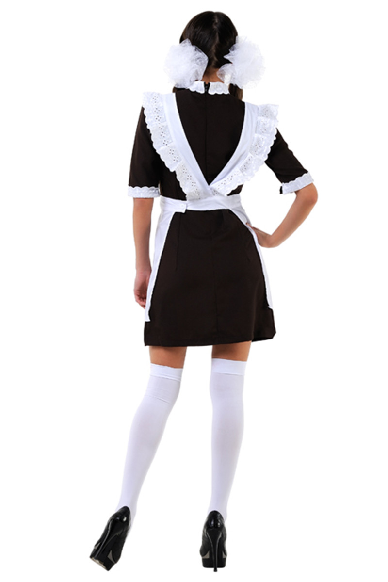 Костюм "школьницы" СССР Le Frivole (тёмно-коричневое платье и белый фартук), S/M, арт. 40.127