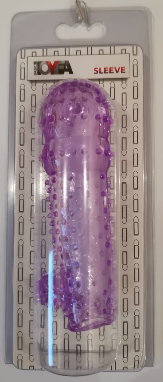 Насадка на пенис Toyfa, рельефная, с клиторальным отростком, фиолетовая, арт. 27.358