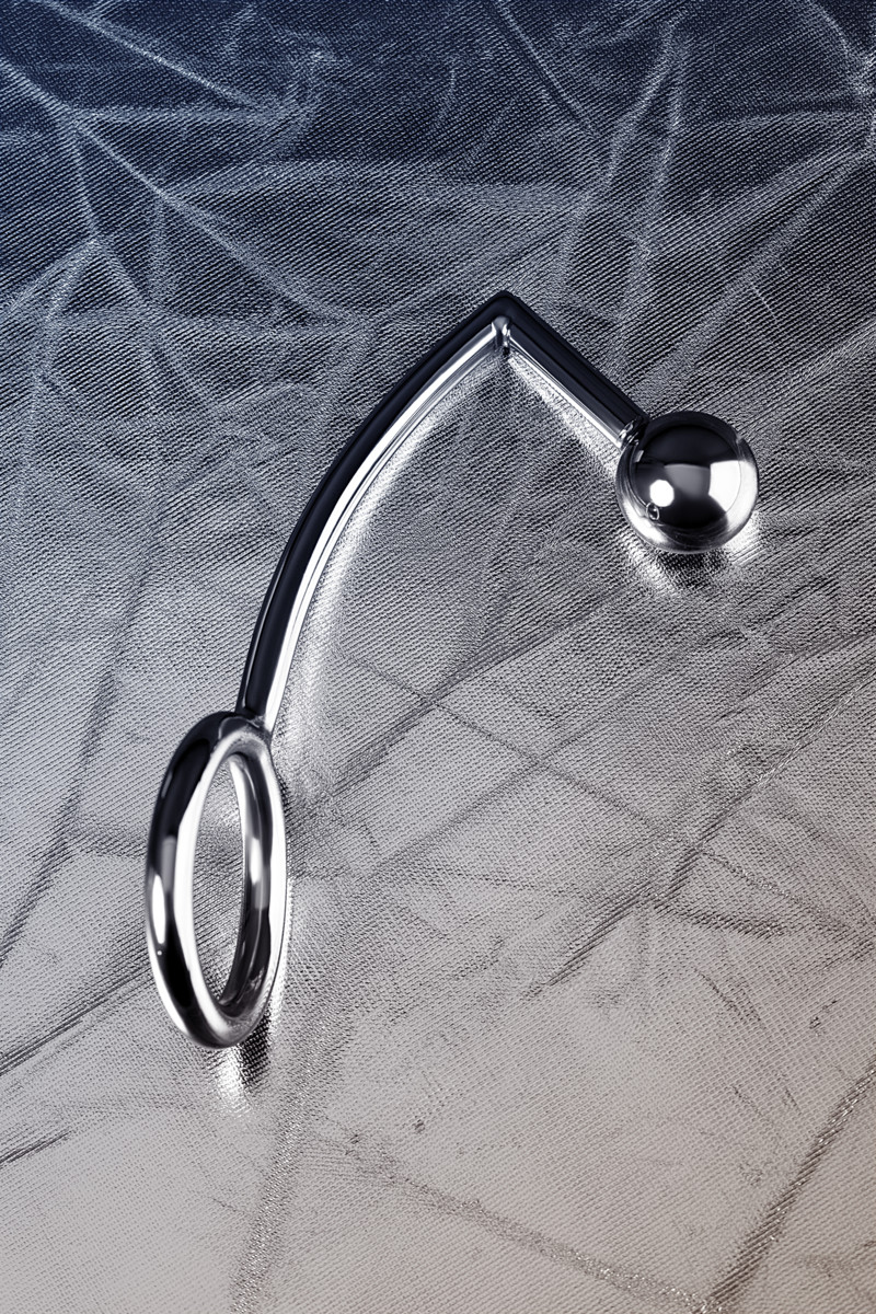 Эрекционное кольцо с анальной втулкой Toyfa Metal, серебристое, размер L, арт. 27.534