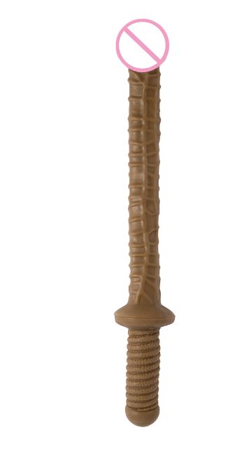 Анальный фаллос с ручкой, экстра длины (33 см), мулат, арт. 21.902