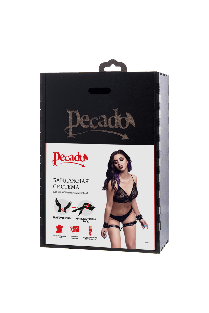 Бондажный набор Pecado "BDSM" для фиксации рук к ногам, чёрный, арт. 68.09